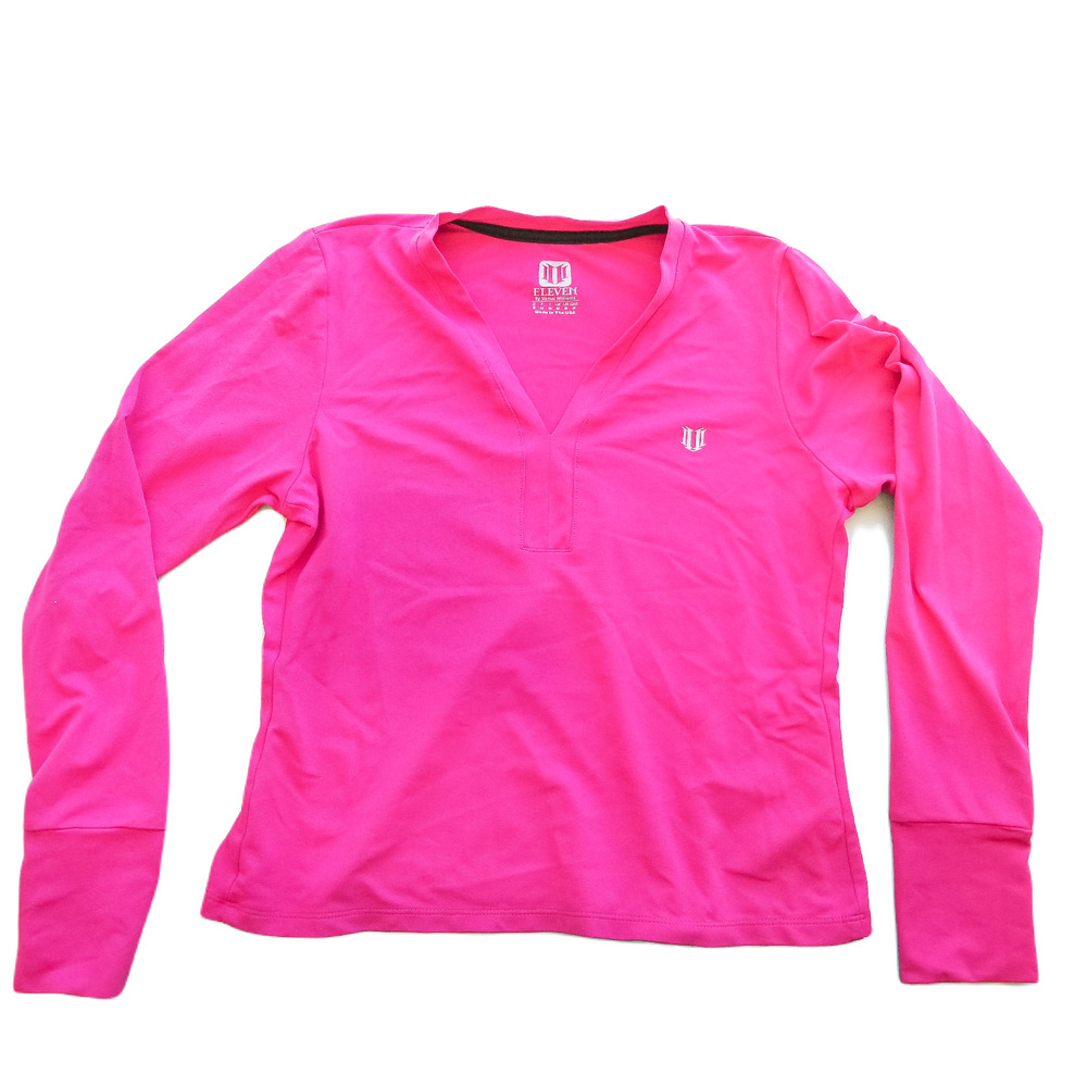 Eleven Venus Williams Athletic Top Long Sleeve  V Neck Shirt Pink Women's Medium